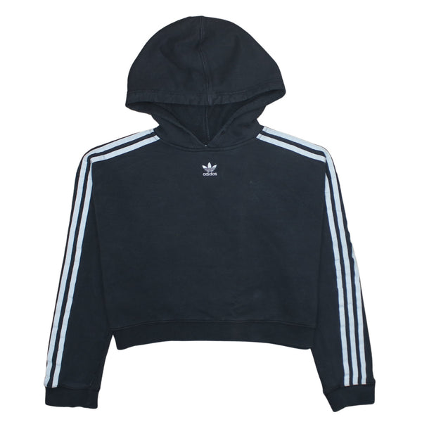 Adidas 90's Striped Sleeve Pullover Hoodie XSmall Black
