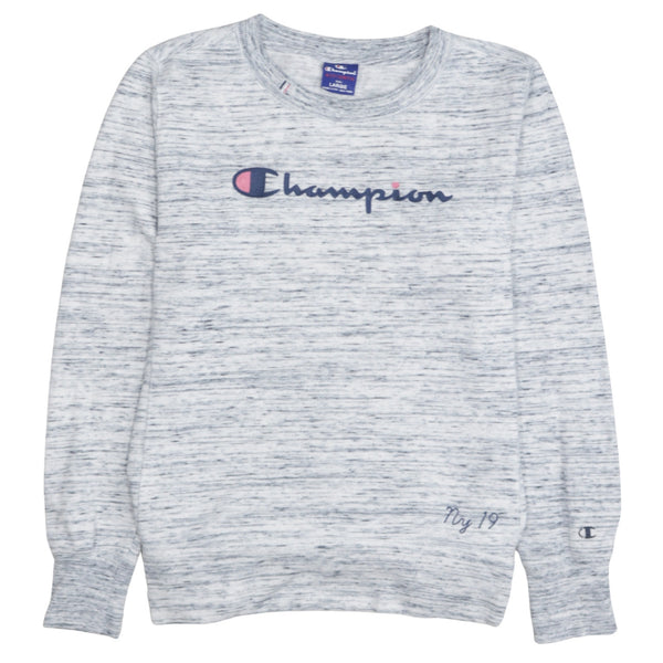 Champion 90's Spellout Crew Neck Sweatshirt Large Grey