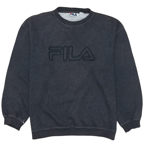 Fila Vintage 90's Black Spellout Crew Neck Sweatshirt Men's Large