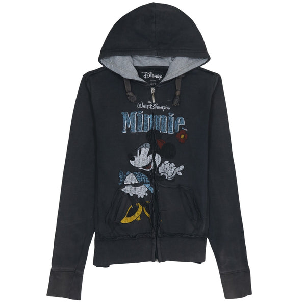 Disney 90's Minnie Mouse Full Zip Up Hoodie Medium Black