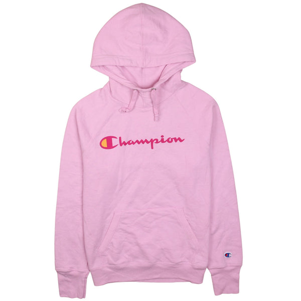 Champion 90's Vintage Pink Spellout Hoodie XS Pullover