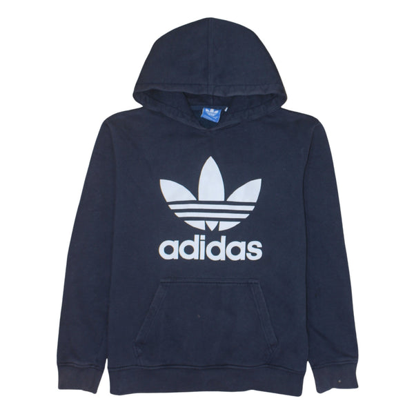 Adidas 90's Spellout Pullover Hoodie Small Navy Blue