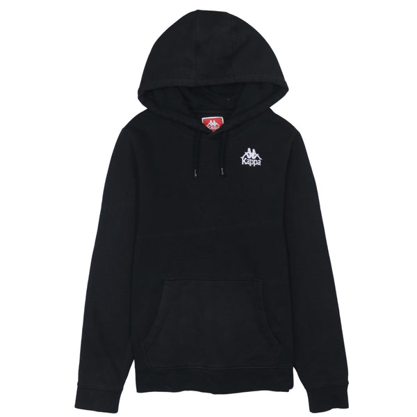 Vintage Kappa 90's Black Drawstring Hoodie - Medium Pullover with Pockets