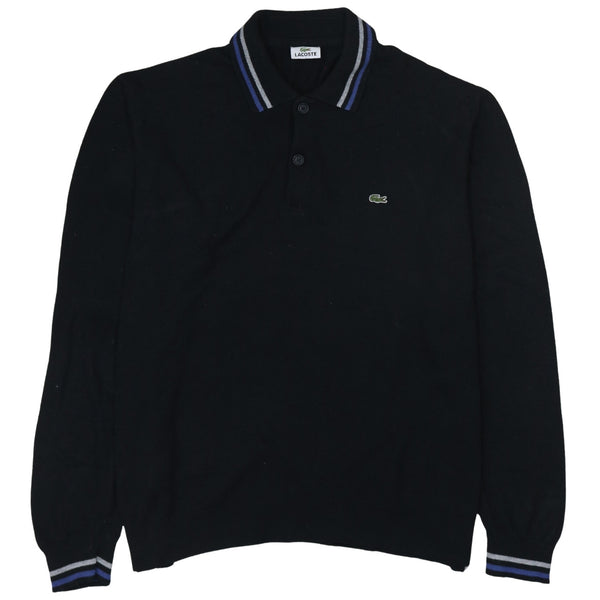Lacoste 90's Long Sleeve Quarter Button Polo Shirt XLarge  Black