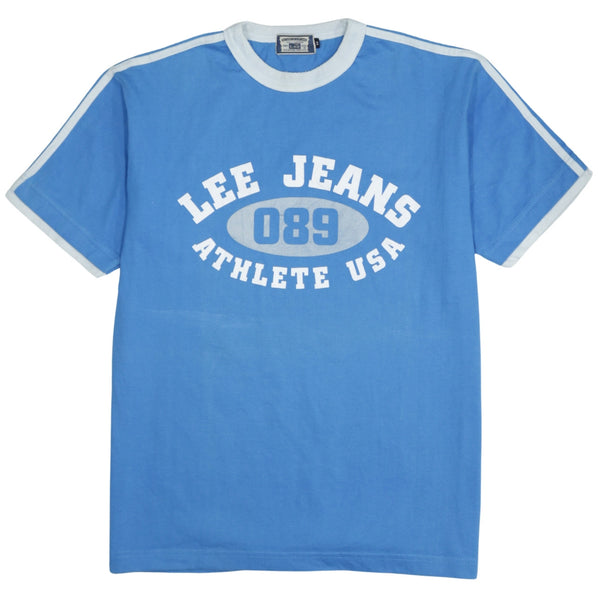 Vintage Lee 90's Blue Spellout Short Sleeve T-Shirt - Men's Medium