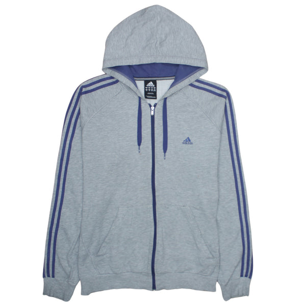 Adidas 90's Striped Sleeve Full Zip Up Hoodie XLarge Grey