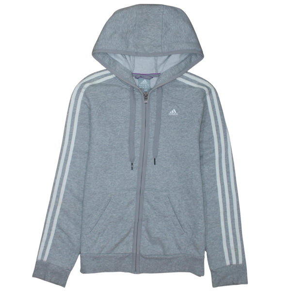 Adidas 90's Striped Sleeve Full Zip Up Hoodie Small Grey