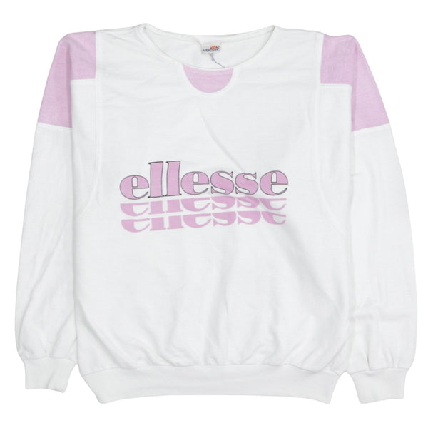 Ellesse 90's Spellout Crew Neck Sweatshirt XLarge  White