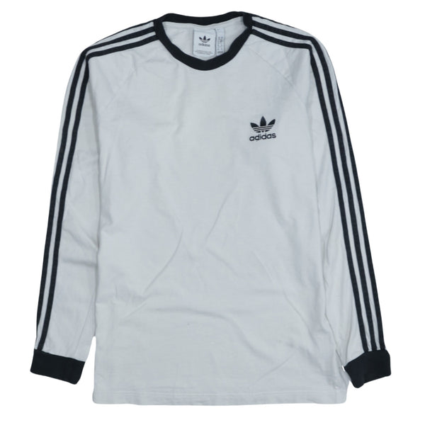 Adidas 90's Striped Sleeve Crew Neck Sweatshirt Medium White