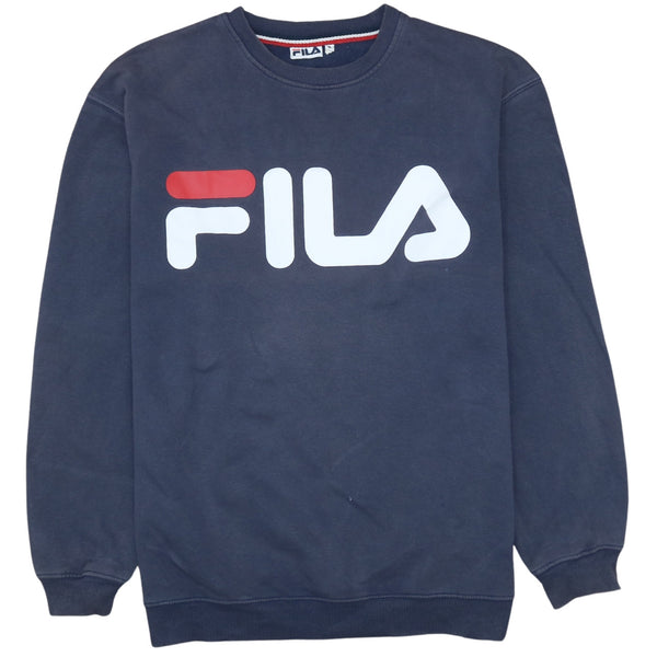 Fila 90's Spellout Crew Neck Sweatshirt Medium Navy Blue
