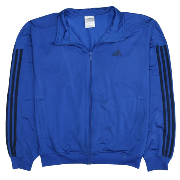 Adidas Vintage 90's Striped Sleeve Full Zip Sweatshirt Blue Medium