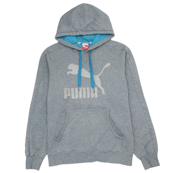 Vintage 90's Puma Grey Spellout Pullover Hoodie - Men's Medium