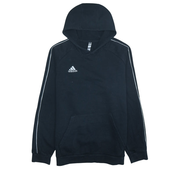Adidas Vintage 90's Black Pullover Hoodie with Drawstring & Pockets Large Size