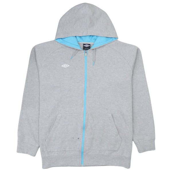 Vintage Umbro 90's Grey Hoodie XLarge Lightweight Zip Up