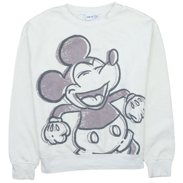 Vintage 90's Disney Mickey Mouse Crewneck Sweatshirt XS Beige Cream
