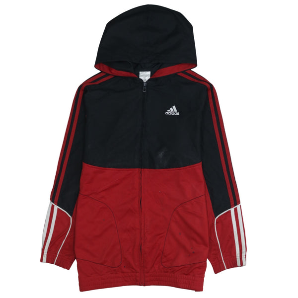 Adidas 90's Vintage Black Large Hooded Windbreaker Jacket