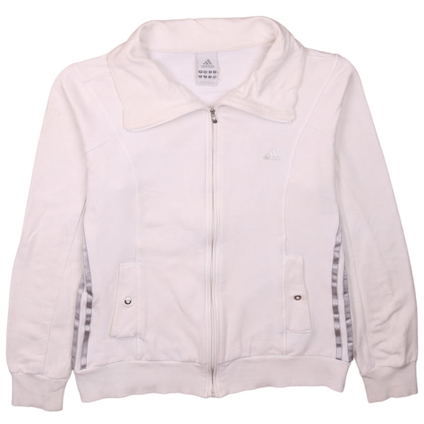 Adidas Vintage 90s Women's White Lightweight Zip Sweatshirt Medium