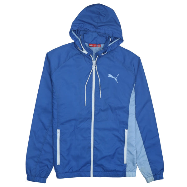 Puma 90's Hooded Full Zip Up Windbreaker Small Blue