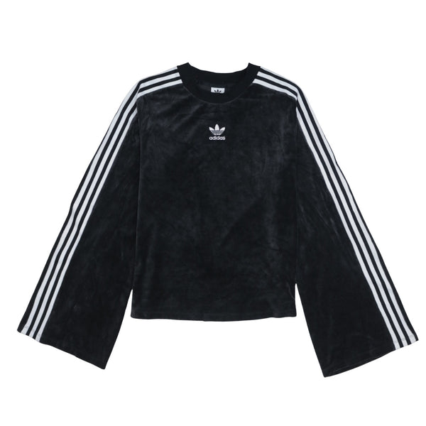 Adidas 90's Striped Sleeve Crew Neck Sweatshirt Medium  Black