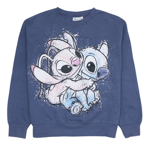 Disney 90's Vintage Stitch Crew Neck Sweatshirt Navy Blue Large