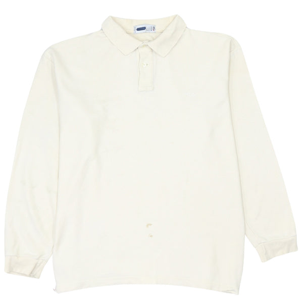 Fila 90's Beige Cream Long Sleeve Polo Shirt - Large Vintage