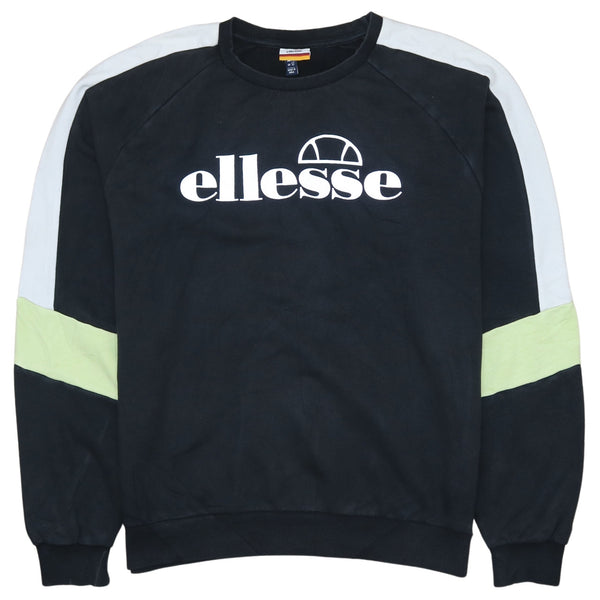 Vintage Ellesse Spellout Crew Neck Sweatshirt XXLarge Black Cotton