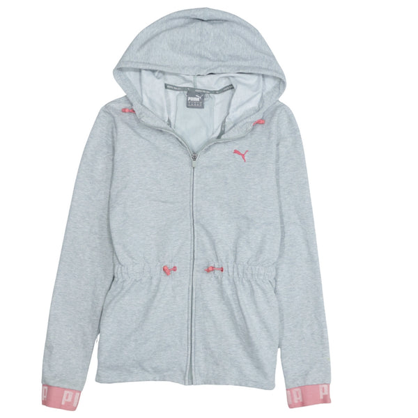 Puma Women's 90's Vintage Grey Lightweight Zip Hoodie Small