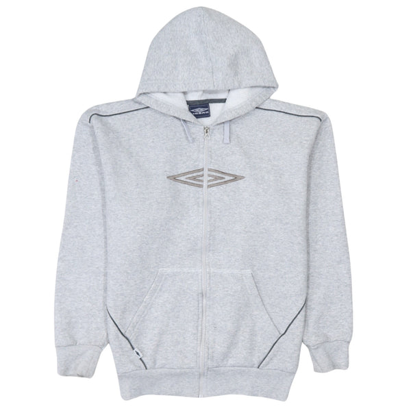 Umbro 90's Spellout Full Zip Up Hoodie XLarge Grey