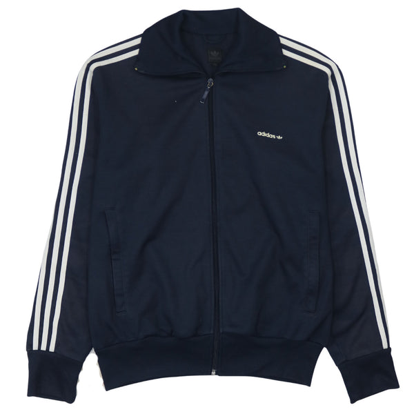 Adidas 90's Navy Blue Striped Sleeve Zip Up Sweatshirt Large