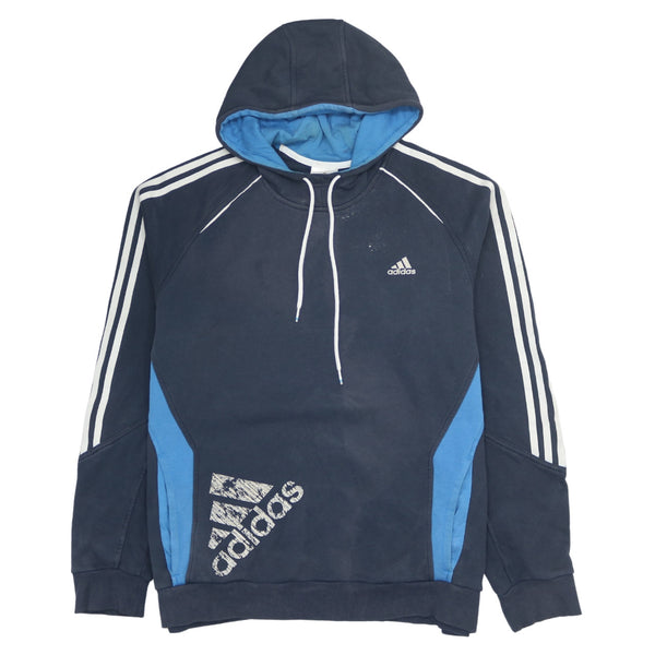 Adidas 90's Striped Sleeve Pullover Hoodie XL Navy Blue Retro