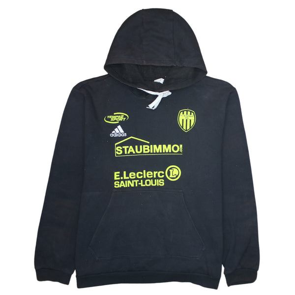 Adidas 90's Drawstring Pockets Pullover Hoodie XLarge Black