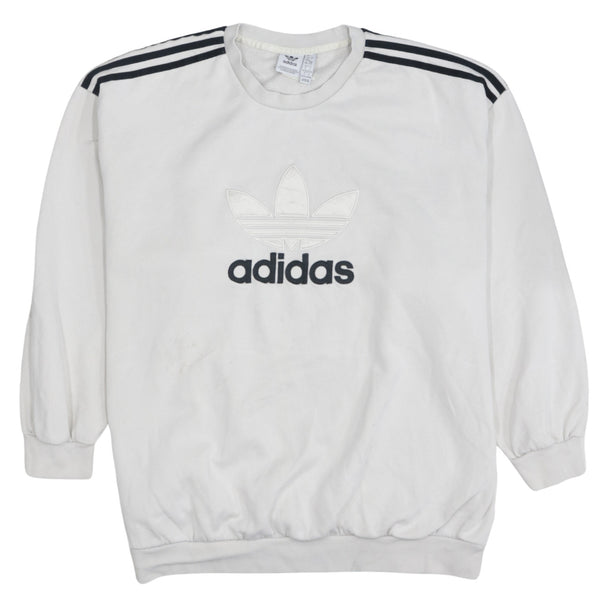 Adidas 90's Spellout Crew Neck Sweatshirt Large Beige Cream