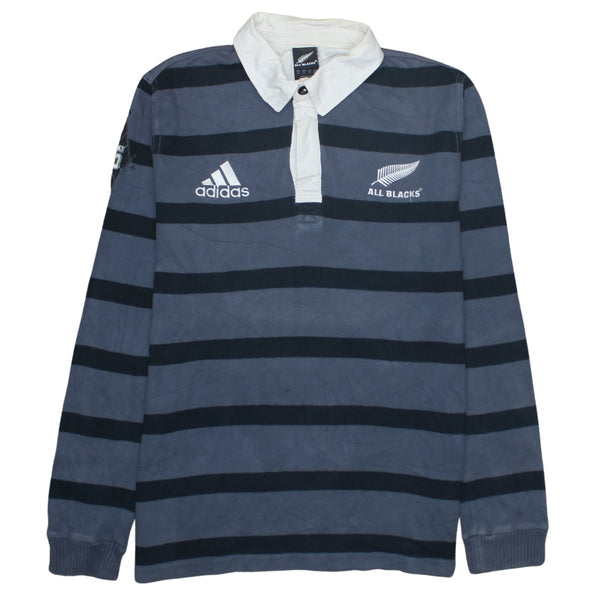 Adidas 90's Long Sleeve Quarter Button All Black Polo Shirt Medium Black