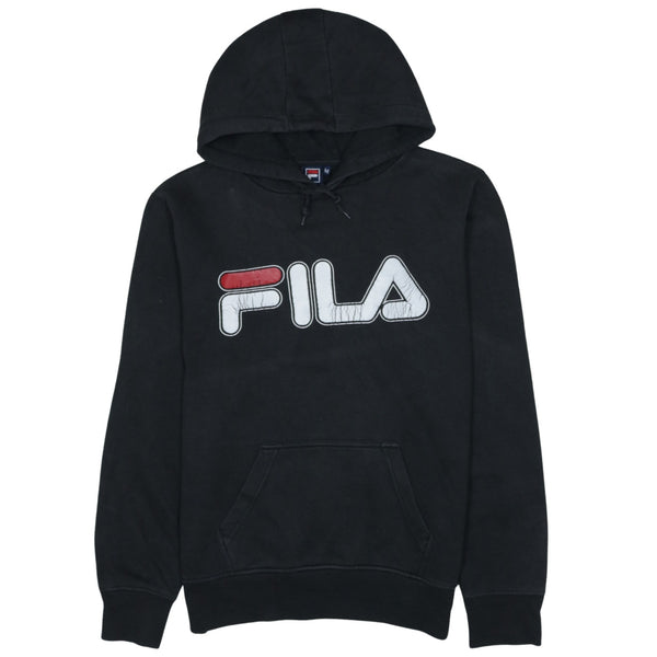 Fila 90's Vintage Spellout Pullover Hoodie Men's Medium Black