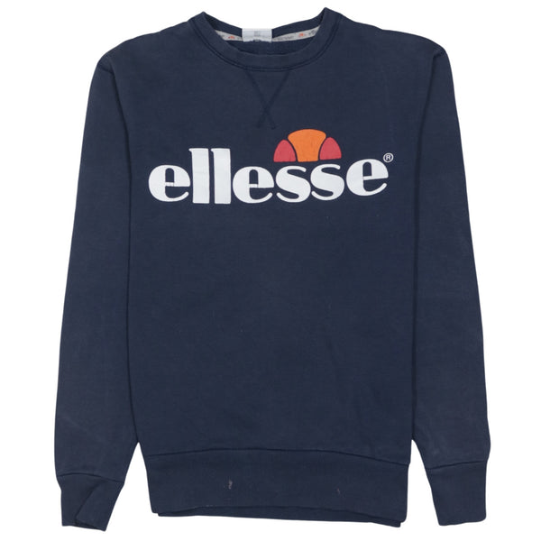 Ellesse 90's Spellout Crew Neck Sweatshirt Small  Navy Blue