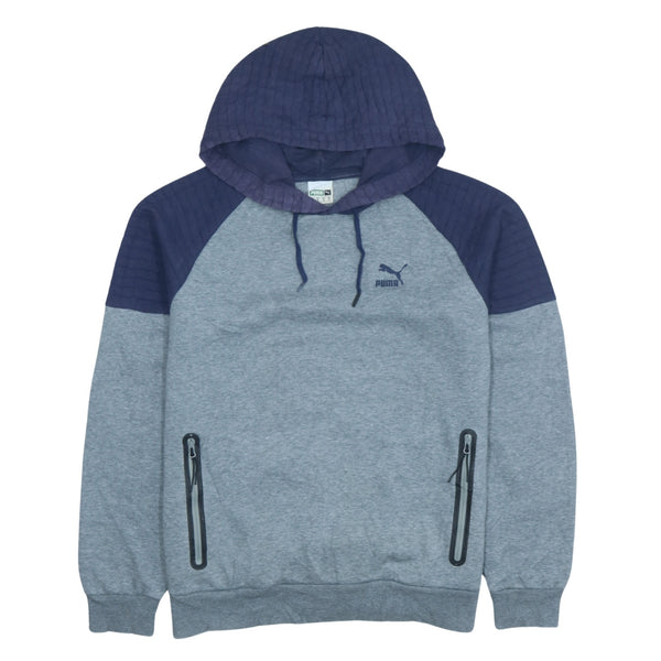 Puma 90's Vintage Loungewear Pullover Hoodie Medium Grey Navy Blue Cotton