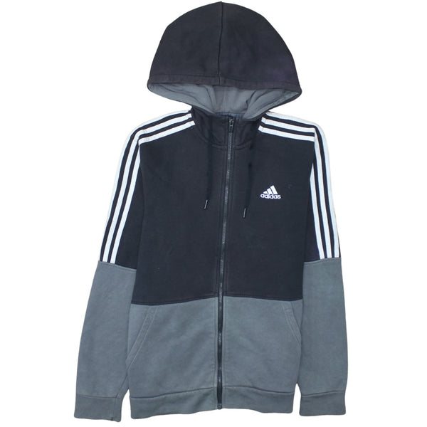 Adidas 90's Striped Sleeve Full Zip Up Hoodie Small Black