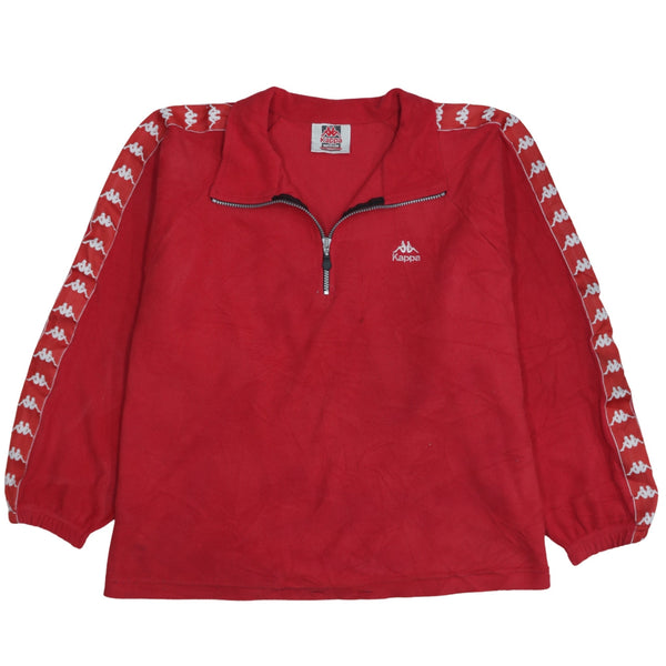 Vintage Kappa 90's Red Hiking Fleece Jumper Medium - Quarter Zip Classic