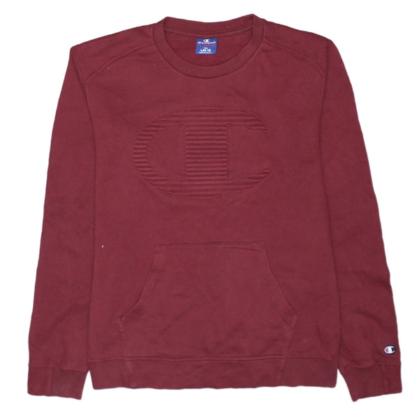 Vintage Champion 90's Red Spellout Crew Neck Sweatshirt, Women's L