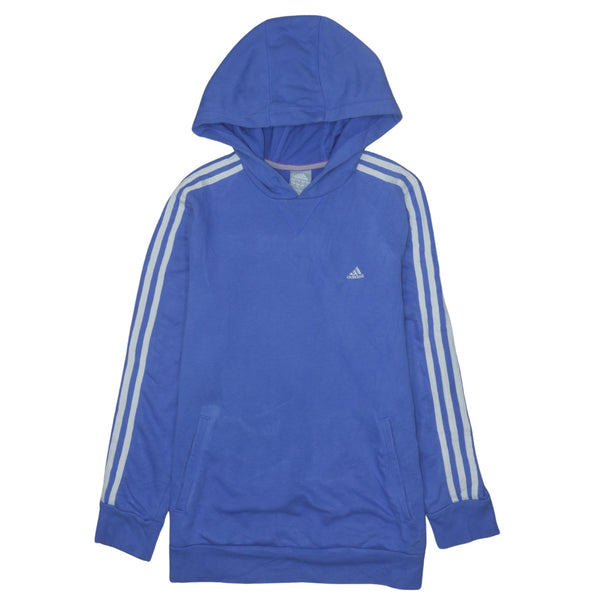 Adidas Vintage 90s Blue Striped Sleeve Hoodie Medium Pullover Cotton