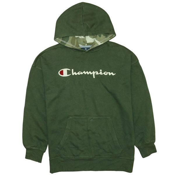 Vintage Champion 90s Spellout Pullover Hoodie XL Green Cotton