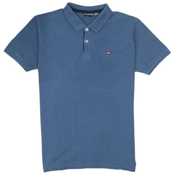 Napapijri 90's Short Sleeves Quarter Button Polo Shirt XLarge Blue