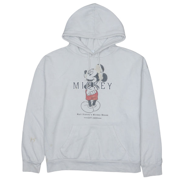 Vintage Disney 90s Mickey Mouse White Pullover Hoodie Women M Cotton