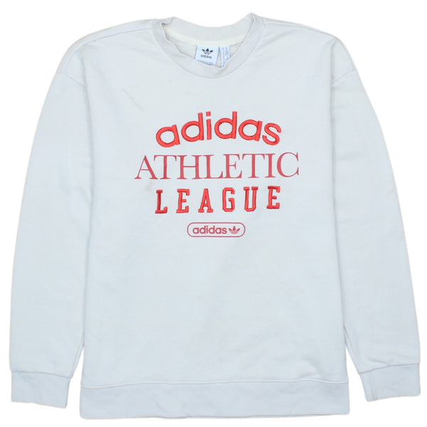 Adidas Vintage 90's Spellout Crew Neck Sweatshirt XS White Cotton