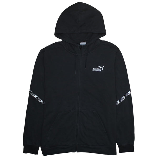 Puma 90's Drawstring Pockets Full Zip Up Hoodie XLarge Black