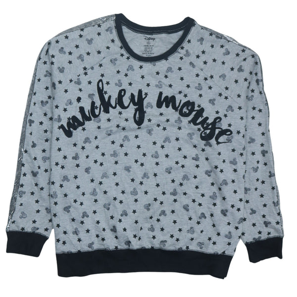 Disney 90's Vintage Mickey Mouse Grey Cotton Sweatshirt Women's XL
