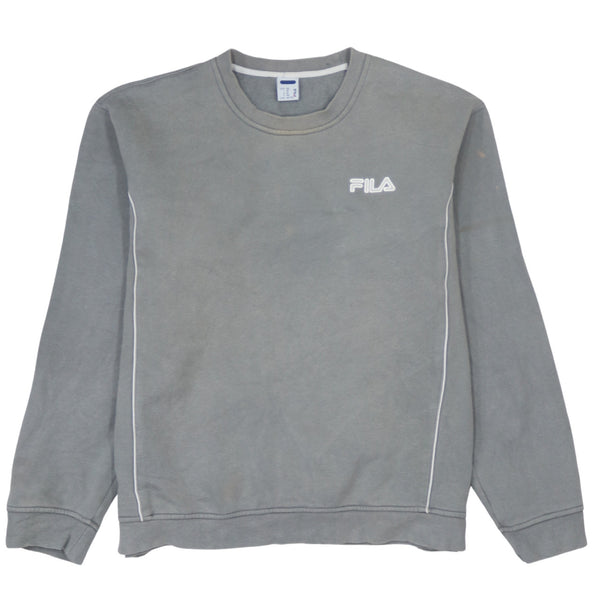 Fila 90's Grey Lightweight Crew Neck Sweatshirt for Men, XXLarge (2XL)