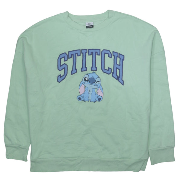 Vintage Disney 90's Stitch Green Crew Neck Sweatshirt Medium Cotton