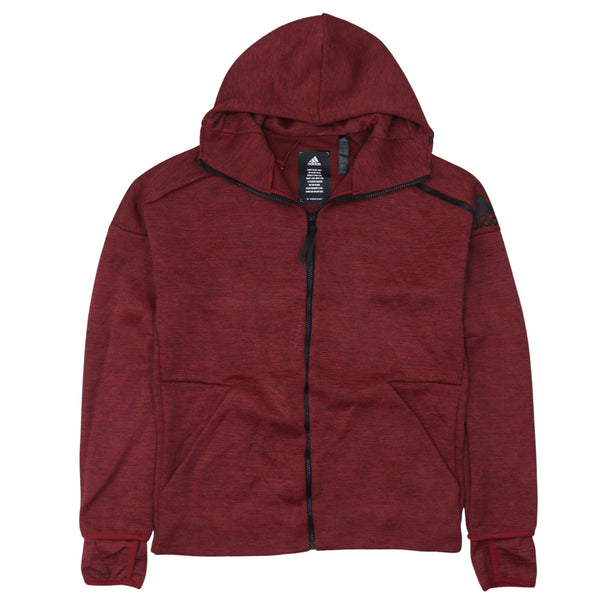 Adidas 90's Plain Full Zip Up Hoodie Medium Red