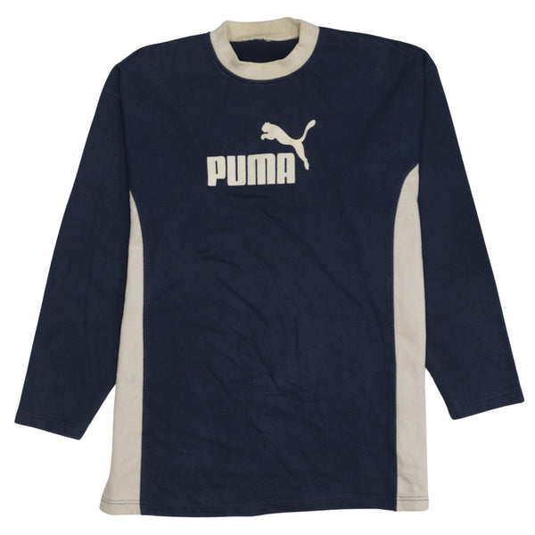 Puma 90's Spellout Crew Neck Sweatshirt Small  Navy Blue